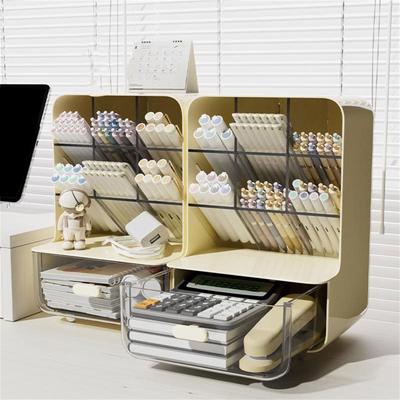 Soporte para Lápices Inclinado Caja de Almacenamiento de Papelería de Gran Capacidad Organizador de Escritorio de Múltiples Capas Estante para Uso en Oficina y Hogar