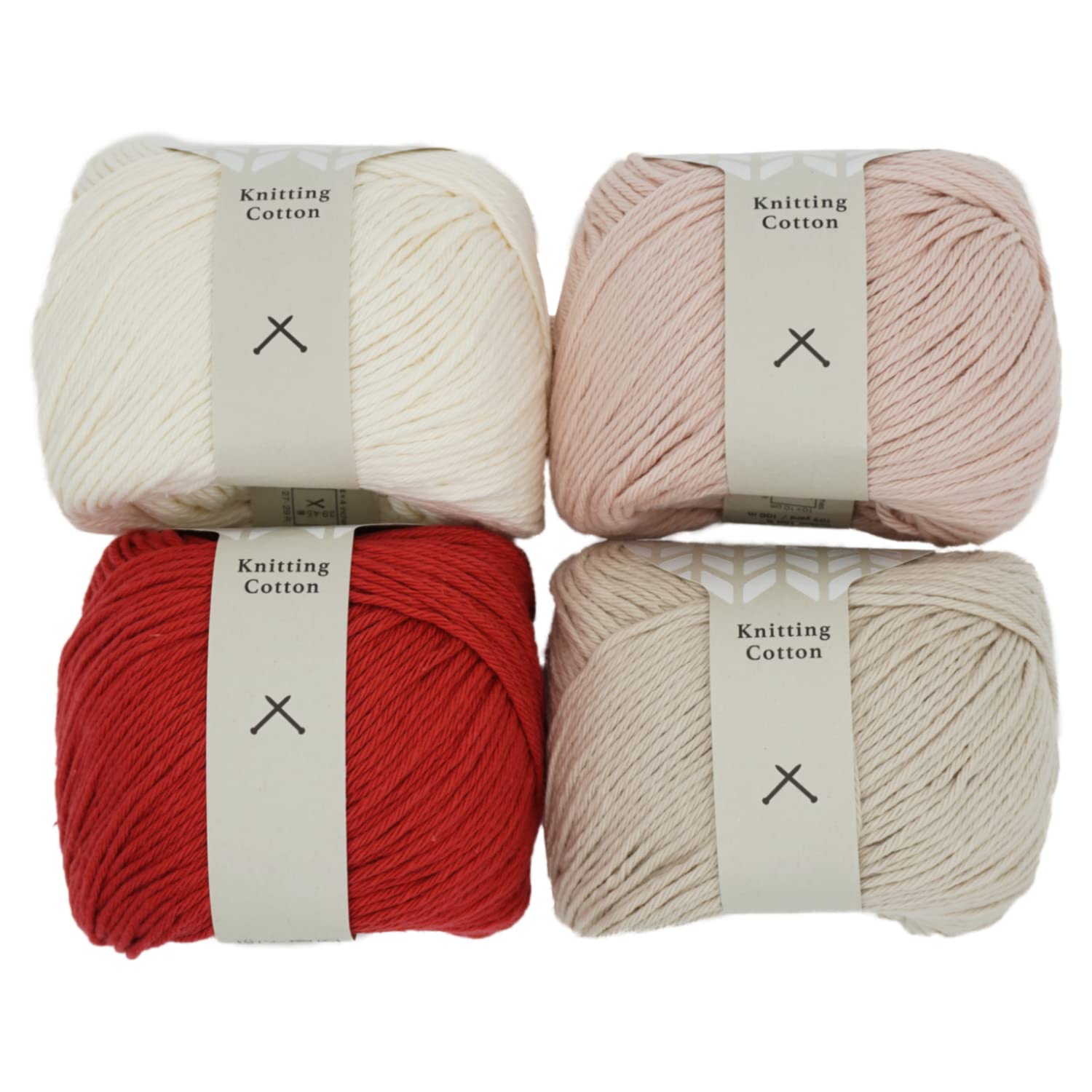 

DARUMA Knitting Knitting Straight Yarn Cotton, 100m, 4-Color Set, Needles, 100% Cotton, (E)
