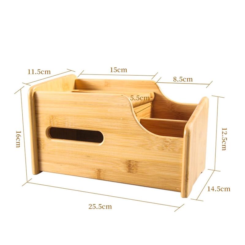 A44Z-Coffee Table Remote Control Holder Collection Cosmetics Receipt Inclusion Organizer Storage Bamboo Wooden Box Racks