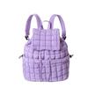 Down Pleated Backpack Women's Bag Cross-border Cloud New Large-capacity Simple Plaid Puff