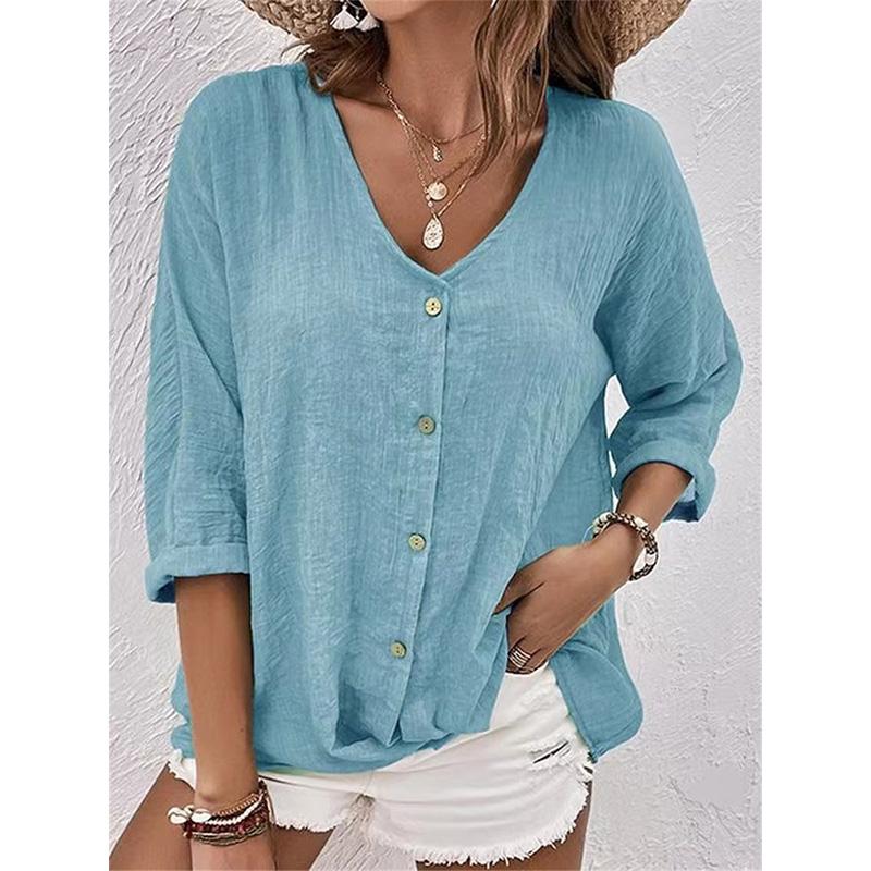 Neuer Damen Chiffon Cardigan V-Ausschnitt Knopf Langarm Leicht Casual Oberteile