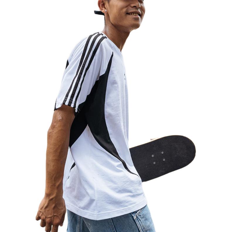 adidas Originals Archive Jersey de Manga Corta Deportiva con Estampado de Logotipo a Rayas para Hombre Tops Blanco Negro JM7284