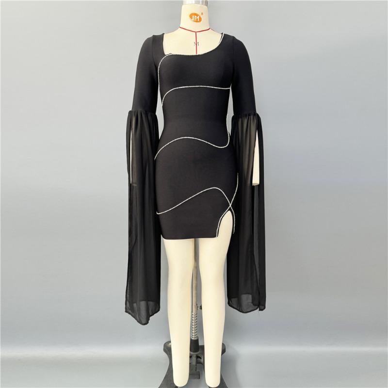New sexy split slim bandage dress fashion diamond party banquet evening dress dress women