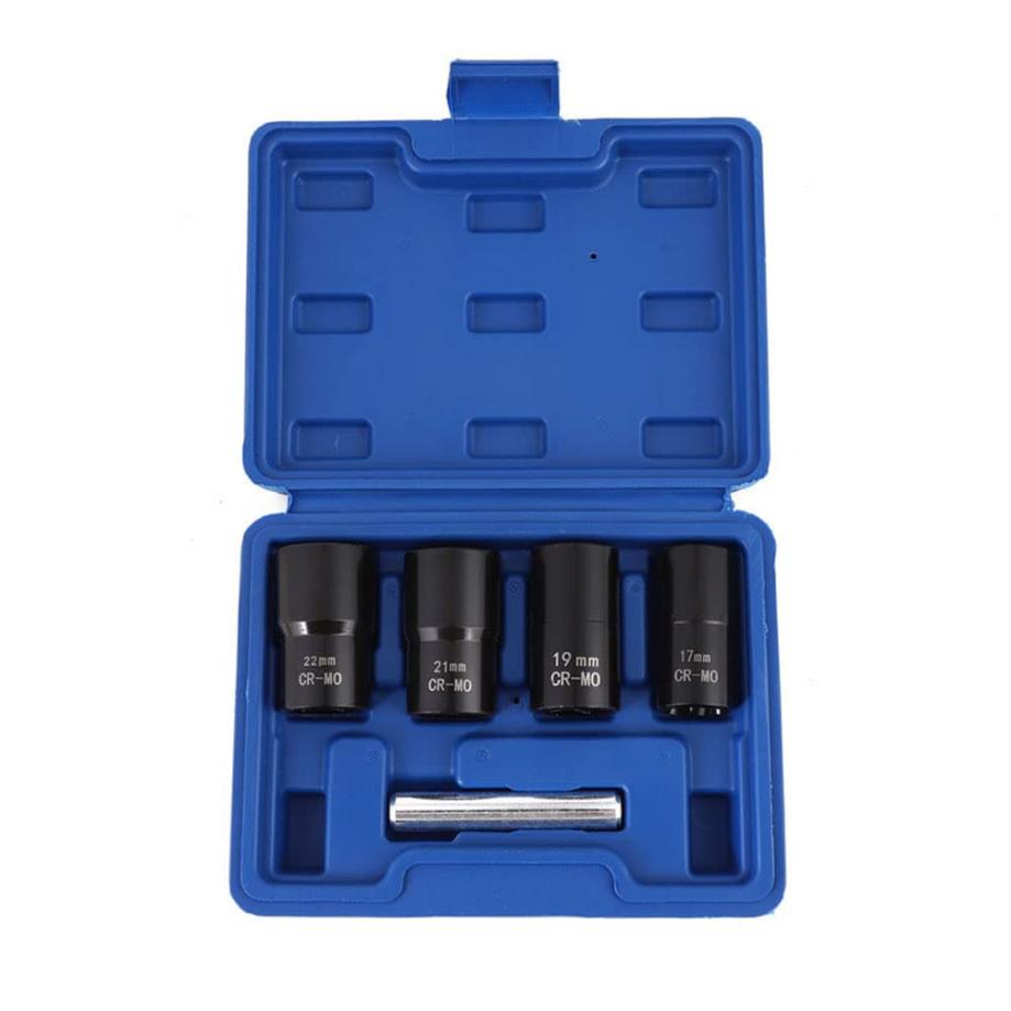 1Set 1/2Inch Drive Impact Bolt Nut Removal Extractor Socket Tool Set 17mm 19mm 21mm 22mm Twist Socket Set Lug Tool Locking Wheel
