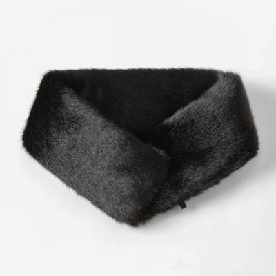 Lara Fur Scarf Black Lalaf169  Canvas Bag Gift 