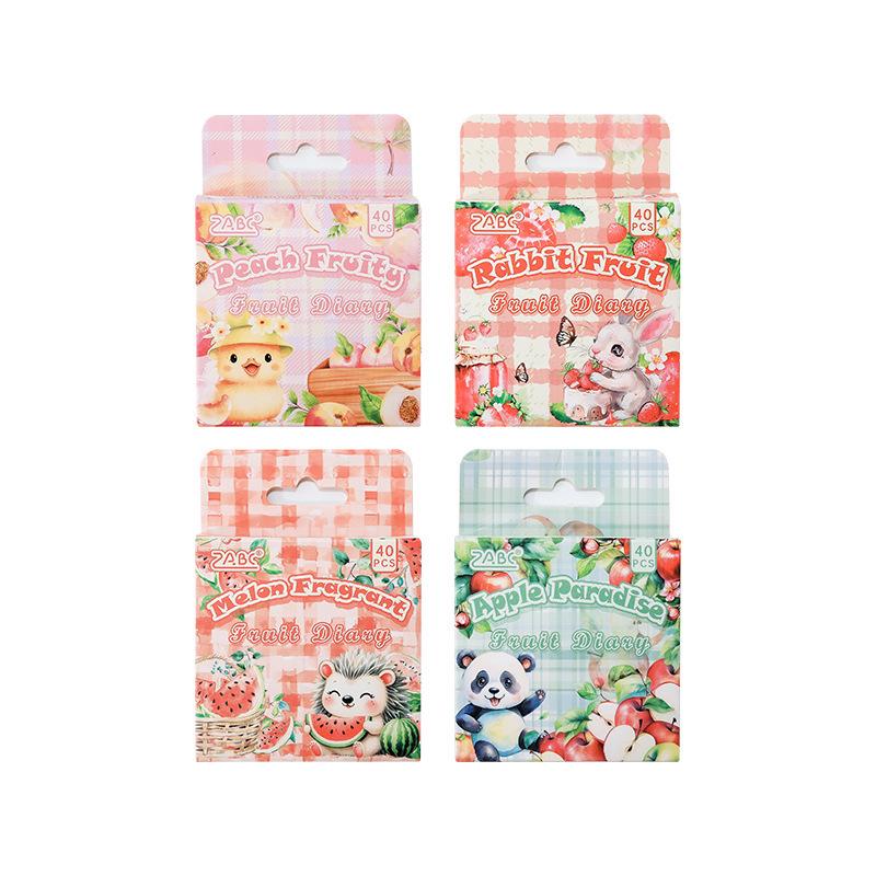 ZABC Transparent Boxed PET Die-cut Stickers - Fresh Fruit Diary Series, 40 Pieces
