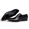 Men's Pointed Toe Leather Dress Shoes - Black European Style