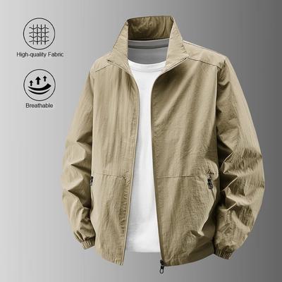 Herbst Neue Herrenjacke Reverskragen Stilvoll Lässig Outdoorjacken Einfarbig Atmungsaktiv Leicht Basic-Stil Oberbekleidung
