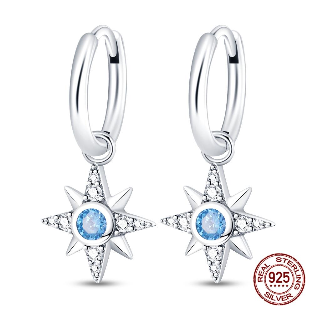 100% 925 Sterling Silver Simple Star And Moon Series Women'S Earrings Suitable For Daily Wear Anniversary Gift