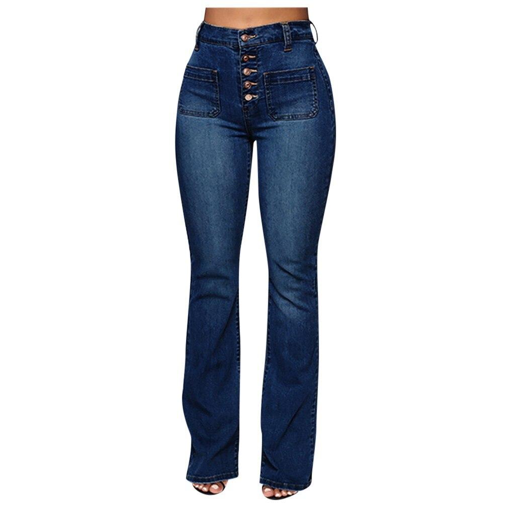 Pantalones de mujer bengala pierna jeans mujeres de cintura media delgada  pantalones de campana suelta delgada estiran casualmente split lavados mamá  pantalones de moda comprar a buen precio — entrega gratuita, reseñas