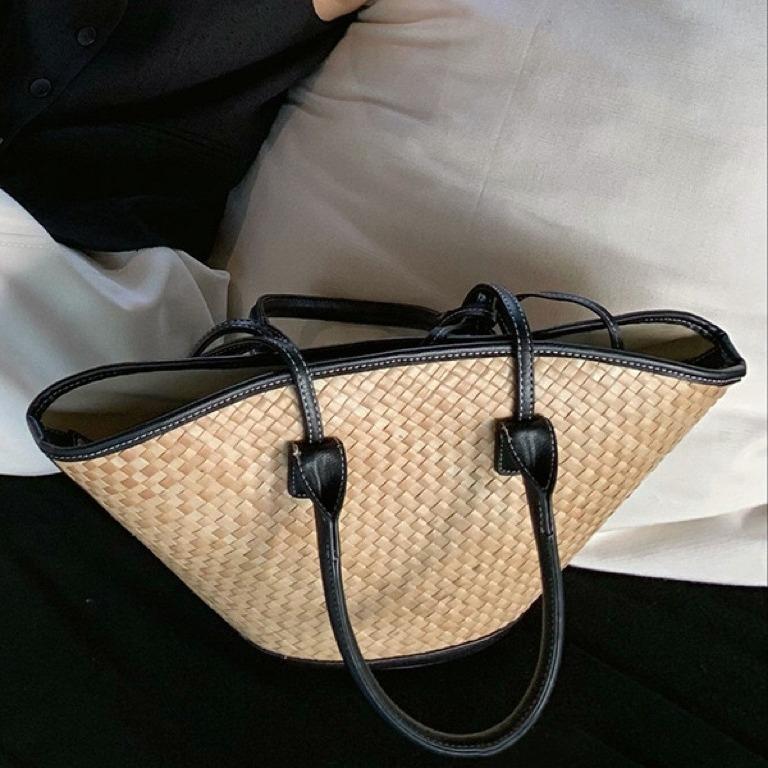 net red with the same fashion versatile bucket straw hit color concave shape design handbag shoulder bag female