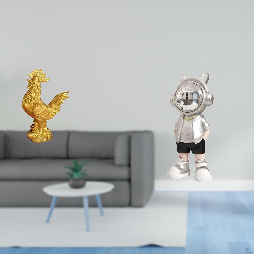 Chicken Astronaut Figurine Feng Shui Decor Modern Statue Sculpture for Birthday Anniversaries Hotel
