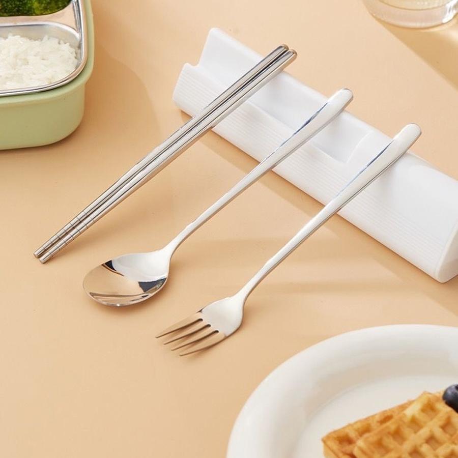 3Pcs/2Pcs Portable Tableware Stainless Steel Spoon Fork Chopsticks with Storage Box Lunch Travel Kitchen School Cutlery Set