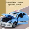 Simulační mini autíčko se světlem a hudbou Miniaturní tlakový odlitek Taxi Plastikový model Ornament Děti Setrvačná hračka do auta Kluci Dívky Vánoční dárek k narozeninám