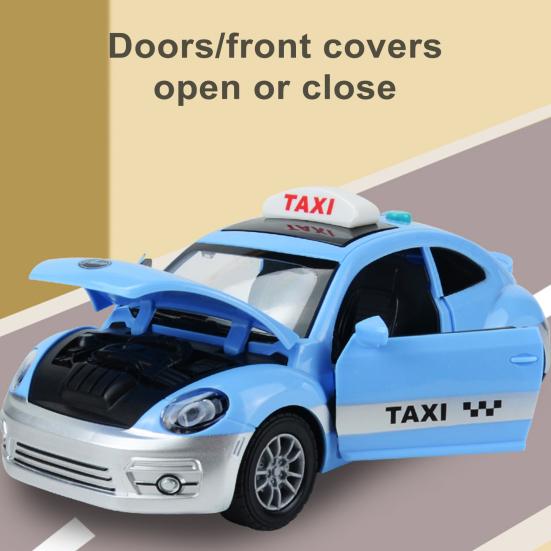 Simulační mini autíčko se světlem a hudbou Miniaturní tlakový odlitek Taxi Plastikový model Ornament Děti Setrvačná hračka do auta Kluci Dívky Vánoční dárek k narozeninám