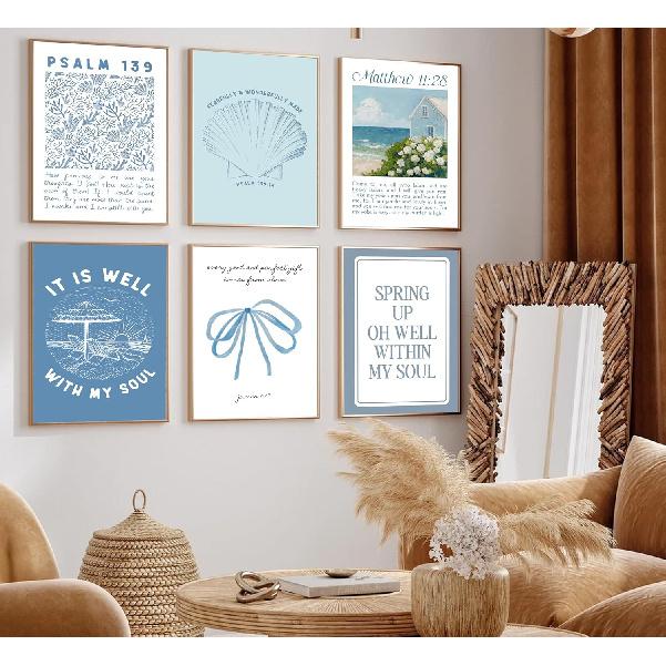 Coastal Christian Bible Canvas Wall Art Bible Verses Paintings Pictures Wall Decor Preppy Religion Aesthetics Poster Printing Artwork For Living Room