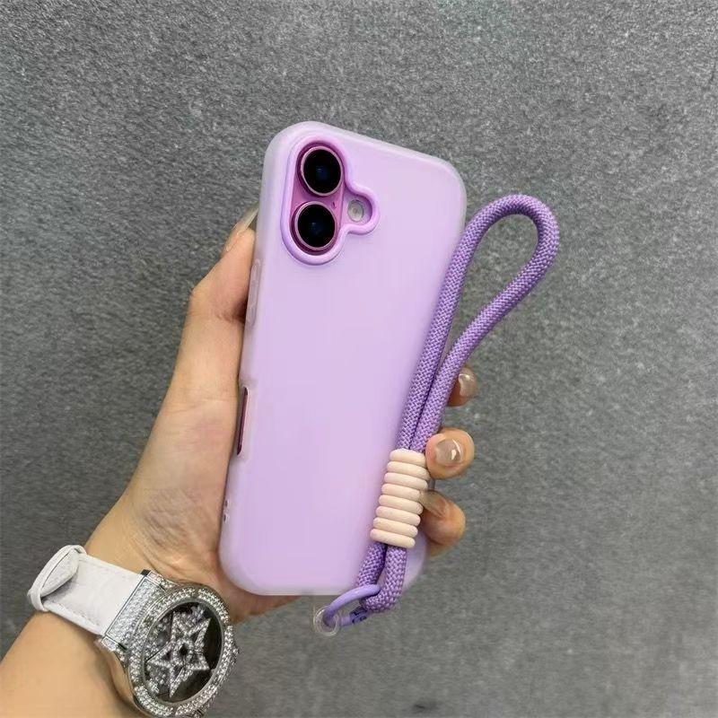 Soft Matte Candy Transparent Phone Case For iPhone 17 16 Pro Max 15 14 13 12 11 XS X 7 8 Plus 16e Hand Wrist Strap Lanyard Cover