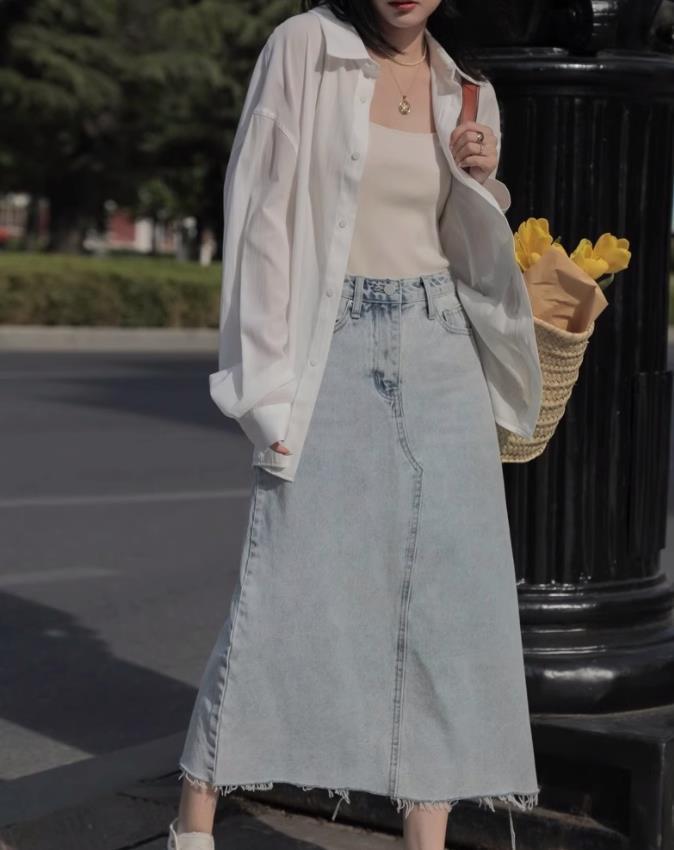 Early Spring Women's French Blue Sheer Sun Protection Shirt