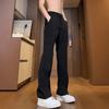 Black micro-flared trousers men's spring and autumn pendant feeling advanced sense straight simple business style design sense long pants