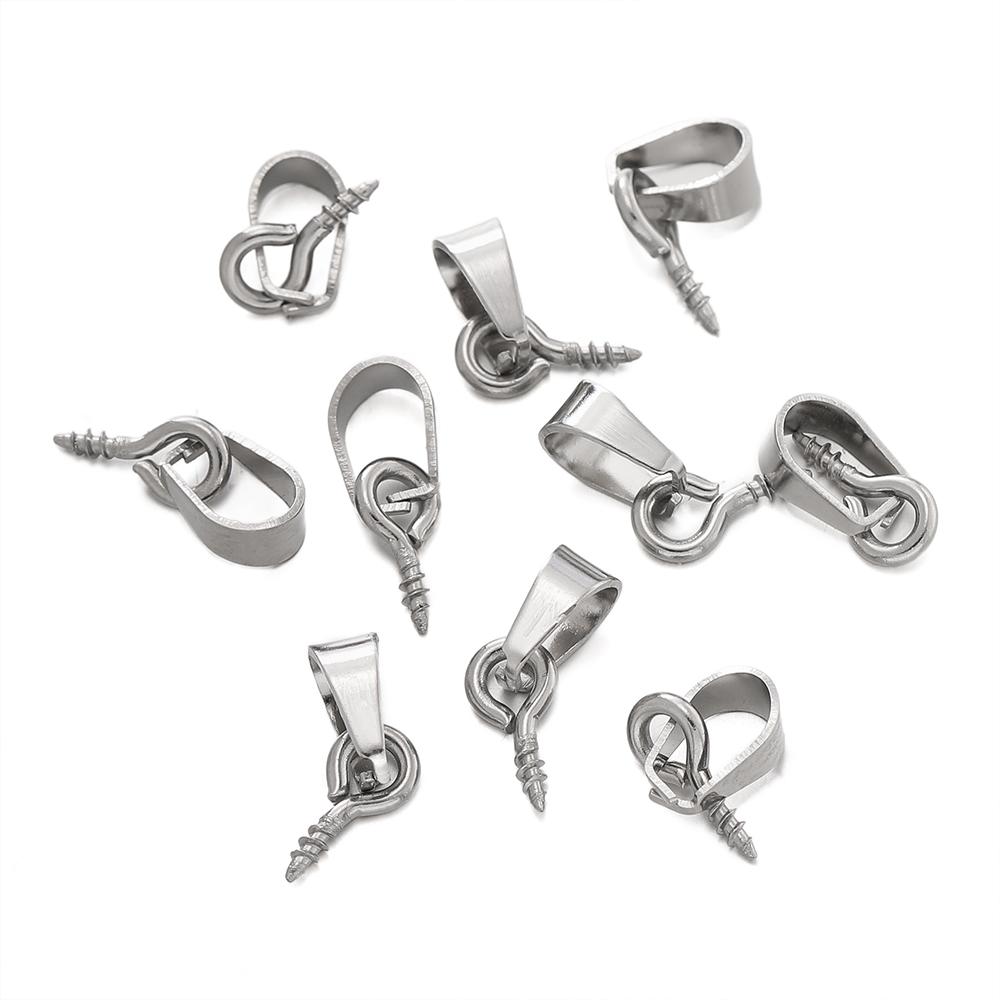 20pcs Stainless Steel Screw Eye Pins Bail Top Drilled Beads End Pendant Charms Connectors Dangle Charm for DIY Jewelry Making