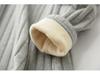 Thick Plus-Size Velvet-Lined Long-Sleeve Ribbed Cotton T-Shirt - Korean Style