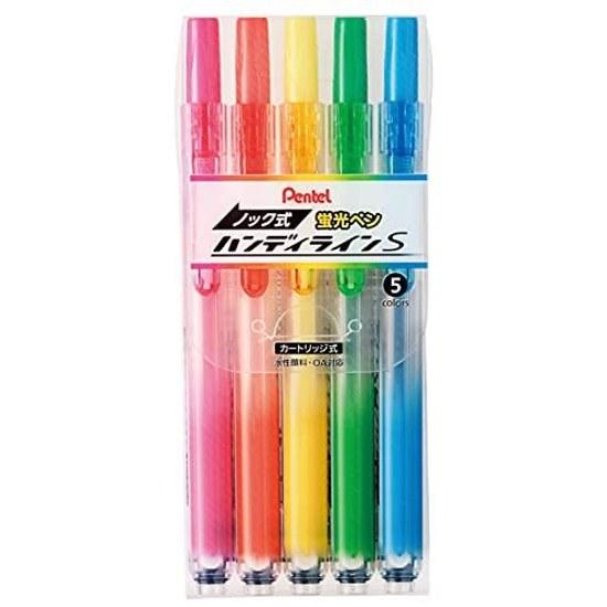 Pentel Highlighter Knock Type Handy Line S SXNS15-5 5 Color Set