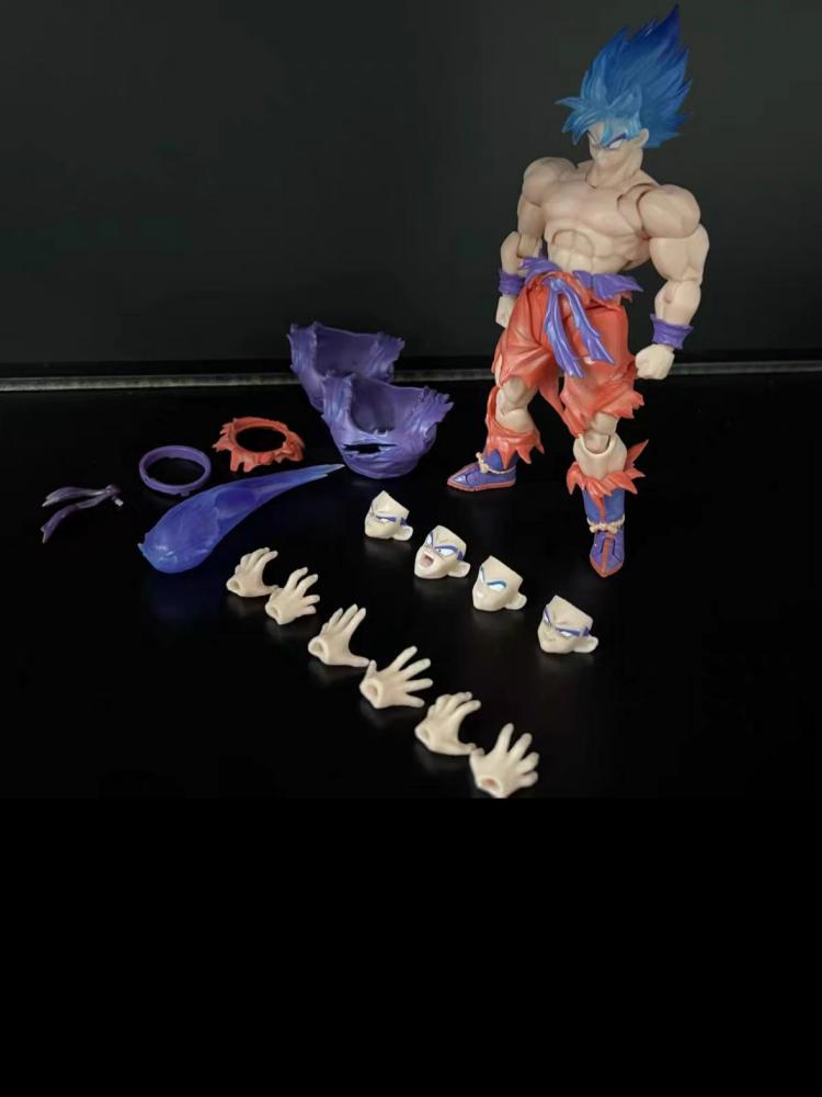 In Stock E&C Studio Figures Z Shf Super Saiyan Son Goku Blue Kaioken Battle Damage 3.0 Body Ec Studio Model Toys
