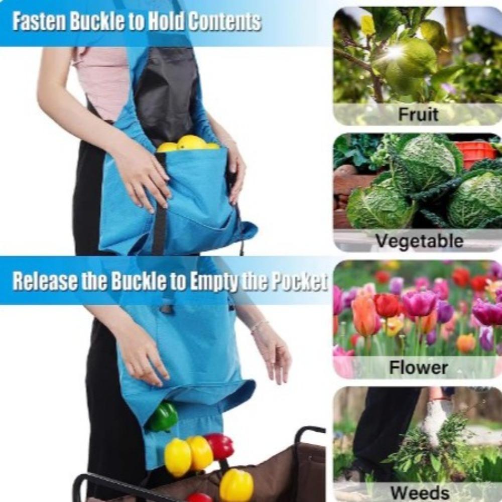 Durable Fabric Harvesting Apron Quick Release Fruit Picking Bag Bib Gardening Apron  Work Tool