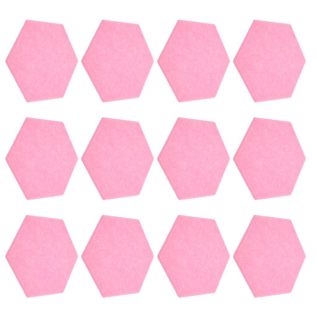 12Pcs Sound Absorption Board Hex Adhesive Acoustic Panels Wedges Wall Soundproof EnclosurePink