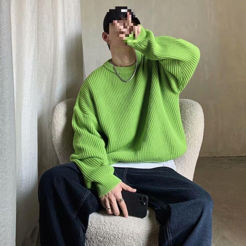 Maglione Trendy da Uomo a Blocchi di Colore a Righe con Girocollo - Maglieria Casual Autunno/Inverno 2023