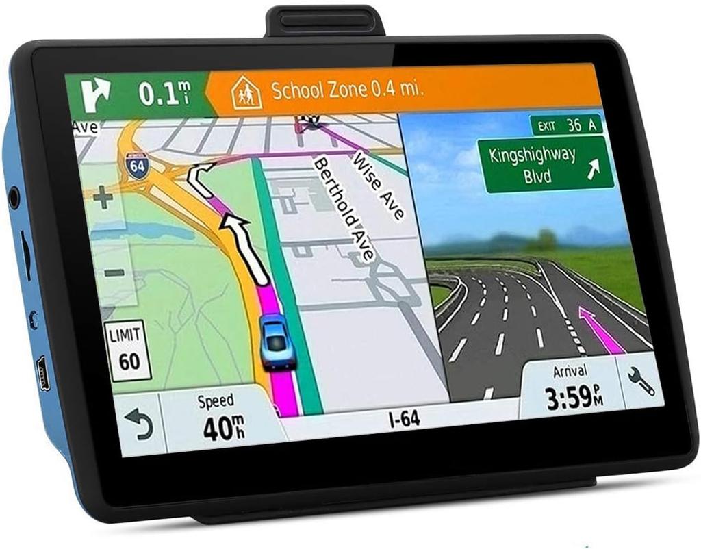 7' GPS-Navigation für Auto & LKW - Touchscreen-Navigator mit 2025 US/CA/MX-Karten, Kostenlose lebenslange Updates, Sprachführung, Geschwindigkeit