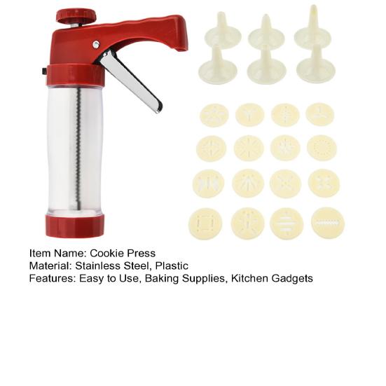 Cookie Press with 16 Discs 6 Decorating Tips Home DIY Cookie Maker Machine Cake Icing Tools Kit Kitchen Baking Supplies