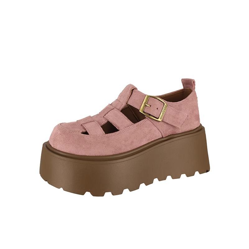 Sandale Dama Stil Nou Decupate Pantofi Retro cu Talpă Groasă