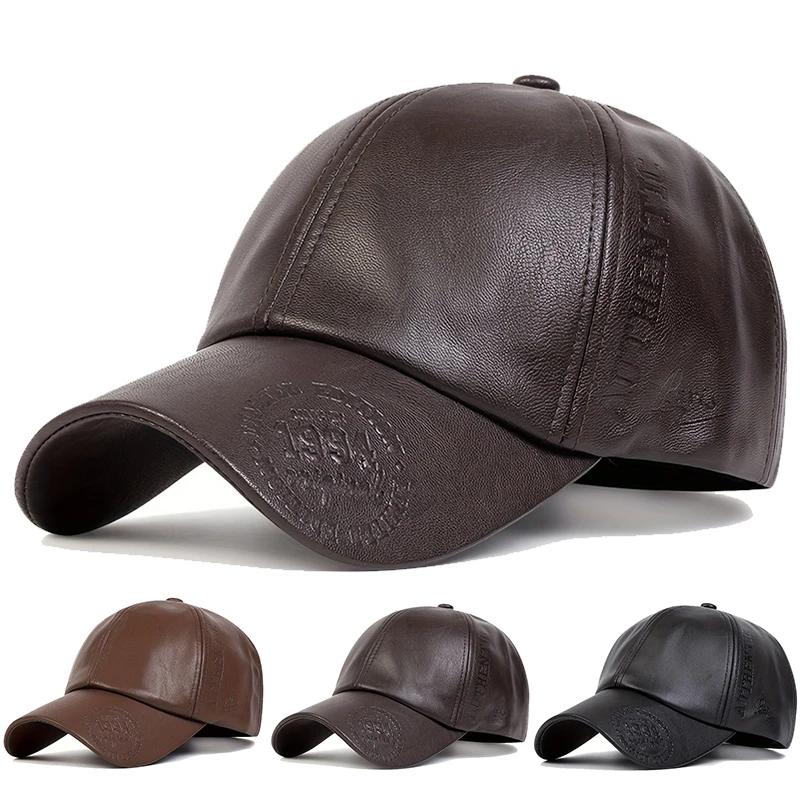 Unisex Vintage Leather Baseball Caps Spring Autumn Outdoor Adjustable Casual Hats Dad Hat Sunscreen Hat