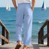 Men's Linen Casual Pants Summer Loose Straight Leg Naples Gurkha Wide Leg Trousers for Men