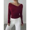 Women's One Off Shoulder Long Sleeve Tops Ruched Asymmetrical Neck Slim Fit Y2K Shirt