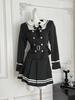 Women's Academy Style JK Uniform: Black Long-Sleeved Shirt & Short Skirt Set for Autumn/Winter, Rich Girl's Elegant Look