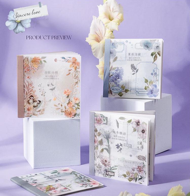 40Pcs/set Four-season Themed Dual-material Die-cut Flower Border Sticker Book DIY Junk Journal Scrapbooking Supplies Journaling Supplies