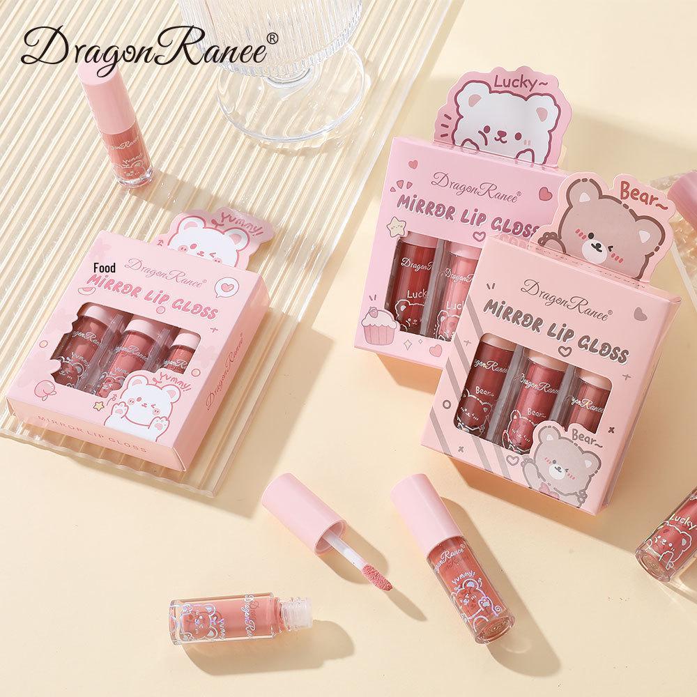 DragonRanee Pearlescent Lip Gloss: Hydrating, Glittery Lip Oil with Mirror Finish and Cartoon Design.