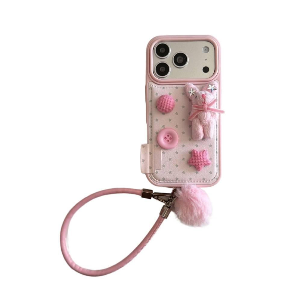Leopard Print Plush Bear Mobile Phone Case Is Suitable for Apple 17/16PRO Cartoon Creative Case iPhone15/14P Anti-drop.