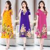 Women's Half Sleeve Print A-Line Dress Crew Neck Loose Waist Casual Summer Midi Rayon Dress For Middle-Aged Mothers Multiple Colors Optional