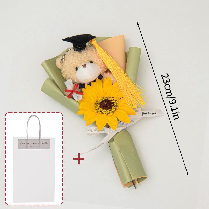 

Выпускной Цветочный Букет С Кавайным Медведем Вязаные Цветы Подсолнух Вязаный Цветок Подарочный Мешок Украшение На День Святого Валентина as picture