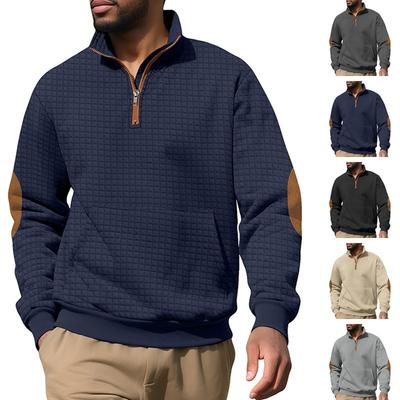Autumn and Winter Men's Casual Sweater New Plaid Zipper Open-top Suede Embroidered Jacquard Sweater