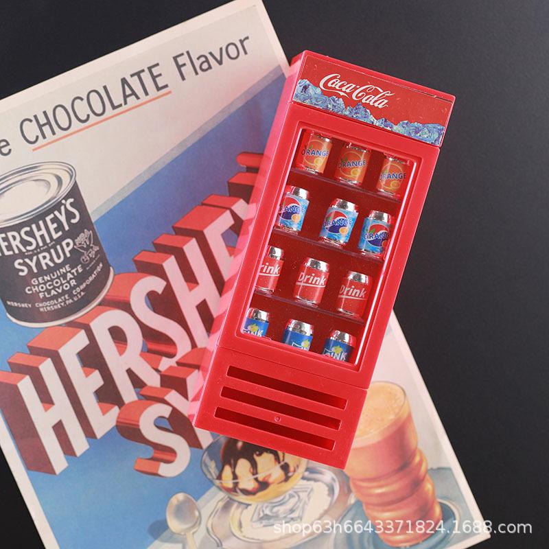 Mini Supermarket Refrigerator Sticker Cabinet Model Toy Micro Scene Diy Doll House Food Play Accessories Miniature Bottle