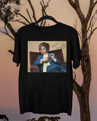 Prunella Scales Hand Signed  Black T Shirt 1932-2025 Cotton Unisex T-Shirt