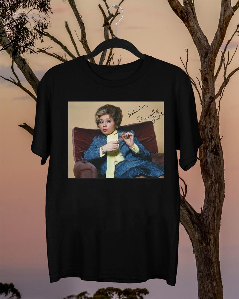 Prunella Scales Hand Signed  Black T Shirt 1932-2025 Cotton Unisex T-Shirt XL