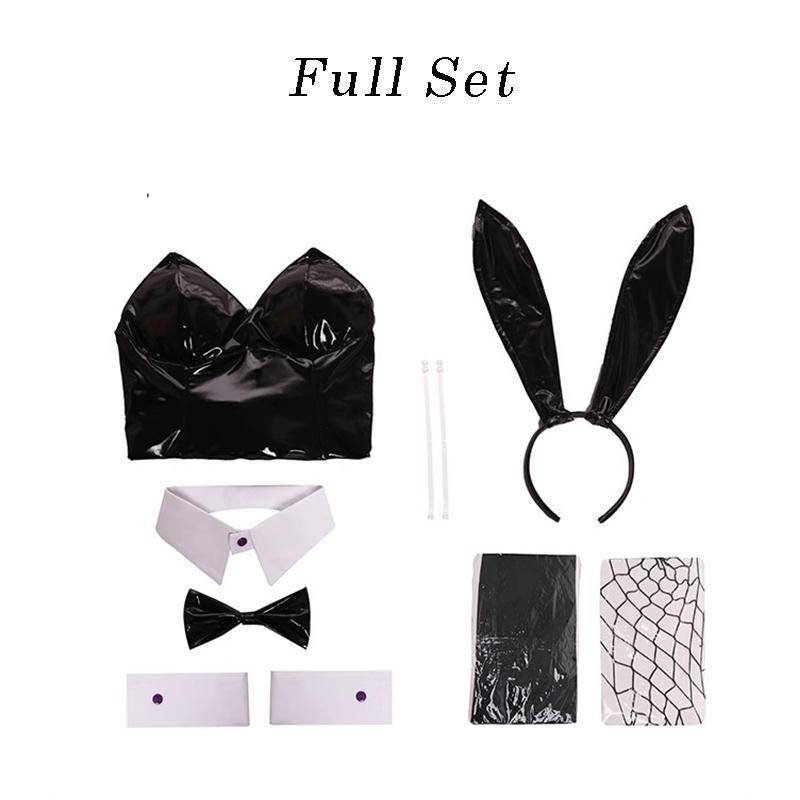 Game Red Black Bunny Suit Women Elastic Leather Fabric Sexy Cosplay Suit Halloween Christmas Jumpsuits