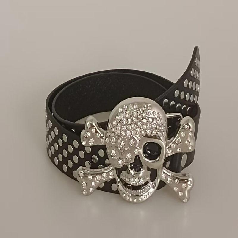 

Персонализированный ремень со стразами в виде черепа, ремень в стиле панк-юности, сочетающий многофункциональность и чувство моды 110cm