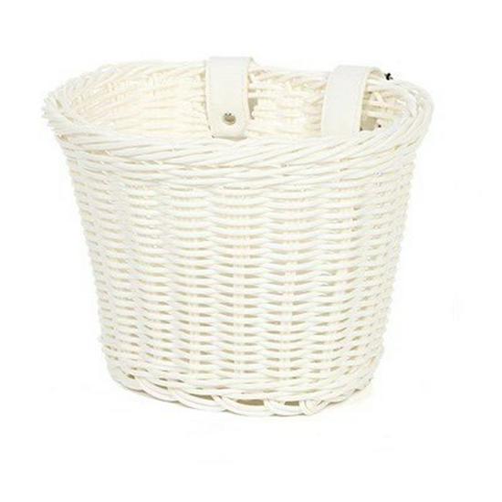Hand-Woven Rattan-Style Detachable Bicycle Storage Basket for Children's Scooters - Small, Lidless
