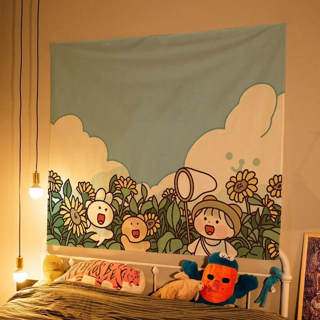 Cute Girl Children Cartoon Hanging Cloth Office Living Room Tapestry Home Wall Decoration Tapestry